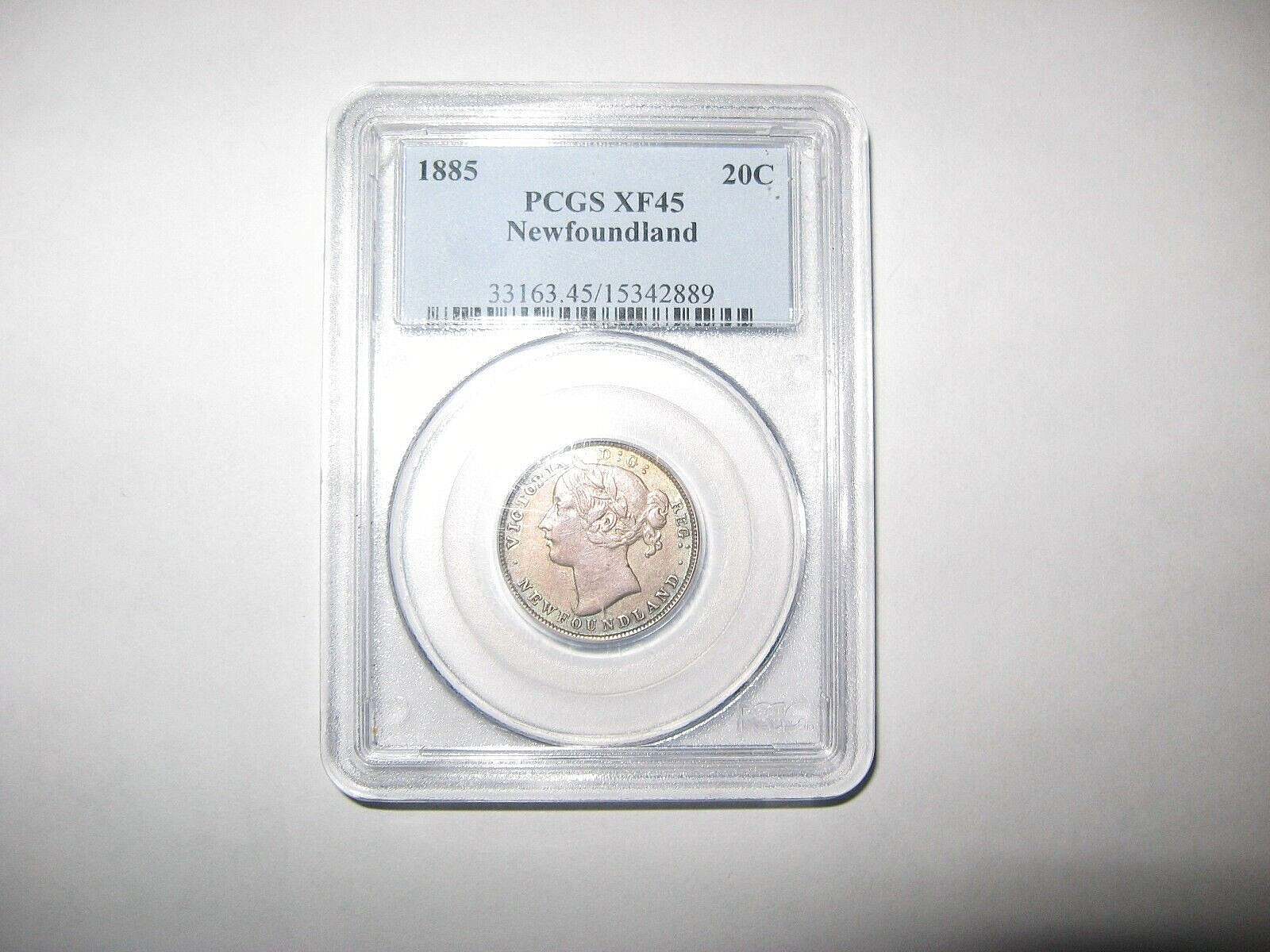 1885  Newfoundland Nfld 20 Cents Silver Coin  Pcgs Xf-45
